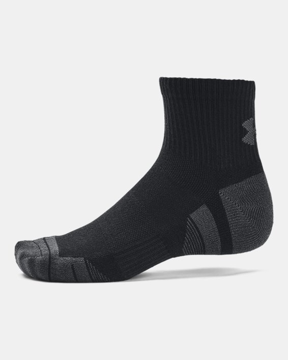 Unisex UA Performance Tech 3-Pack Quarter Socks in Black image number 3